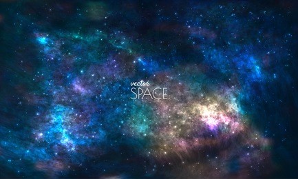 space galaxy background with nebula, stardust and bright shining stars. vector illustration for your design, artworks