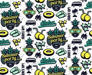 summer seamless pattern with pineapples 