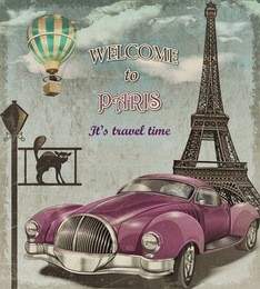 welcome to paris retro poster.