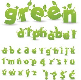 vector green floral alphabet