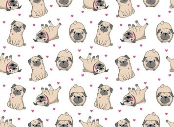 vector illustration. seamless vector pattern with pugs.