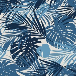 summer camouflage hawaiian seamless pattern with tropical plants and hibiscus flowers, vector illustration