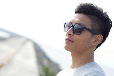 fashion young man with his fashionable sunglasses, asian male