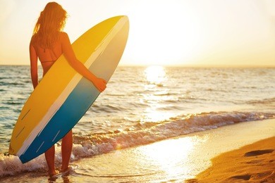 surfer, beach, woman.