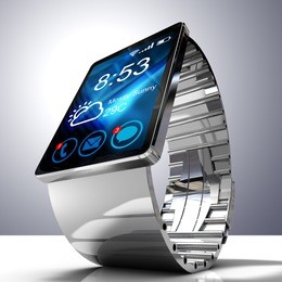 smart watch isolated on white background. creative business mobility and modern mobile wearable device technology concept. color digital smart watch with colorful screen interface. 3d render 