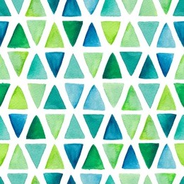 seamless pattern with hand drawn watercolor triangles.