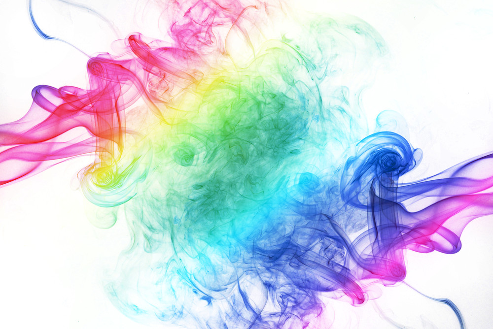 smoke color background, colorful smoke on white