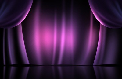 magenta curtain on stage