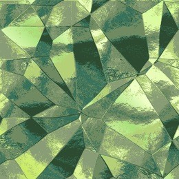 abstract background of folded green and gold metal foil