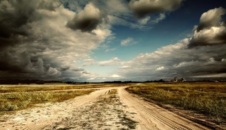 country road leading to the church