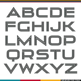 display sanserif font decorative striped . black font on white background