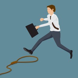 businessman rushing and rope trap, business concept, simple and flat design style.