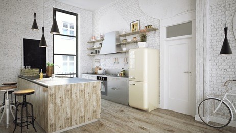 rustic kitchen 3d render 