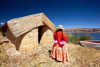 local people - peru, uros floating village, titikaka lake