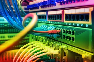 network switch and ethernet cables,data center concept.