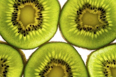 slices of lush green tropical kiwi fruit.