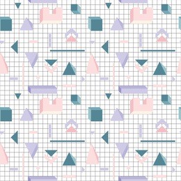 seamless abstract geometric pattern with 3d shapes 2