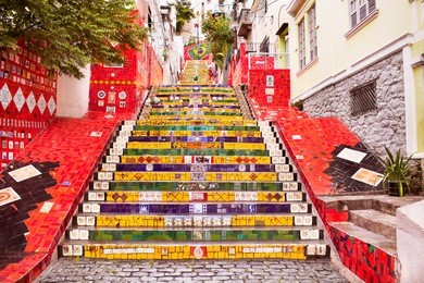 escadaria selaron famous public steps of artist jorge selaron in rio de janeiro, brazil.