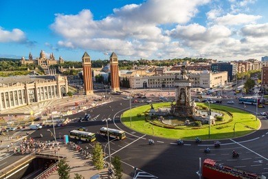 view of the center barcelona. spain in a summer day
