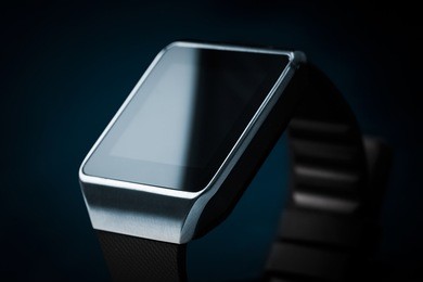 modern internet smart watch on a black background.