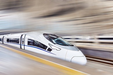modern high speed train at the railways station.
