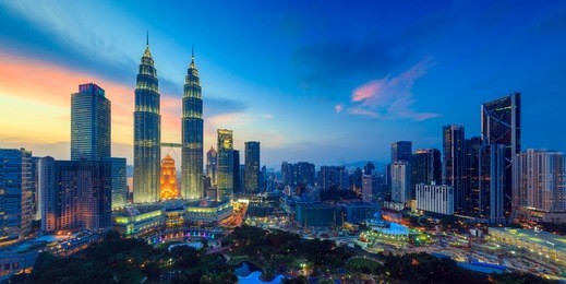 top view of kuala lumper skyline at twilight