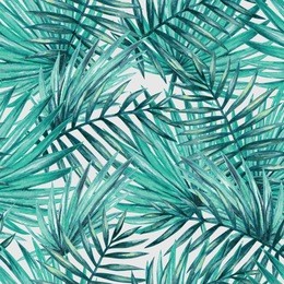 watercolor tropical palm leaves seamless pattern. vector illustration.
