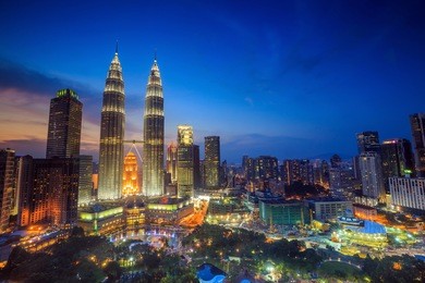top view of kuala lumper skyline at twilight