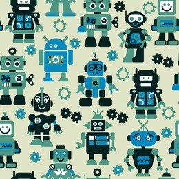 robots color seamless pattern.