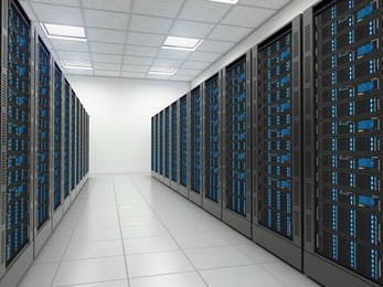 server room in datacenter. hosting services.