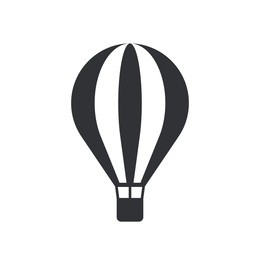 hot air balloon icon, modern minimal flat design style symbol. vector illustration, silhouette