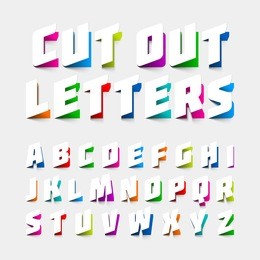 alphabet letters cut out from paper. vector.