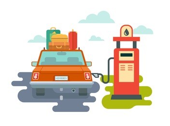refuel car at gas station concept flat illustration