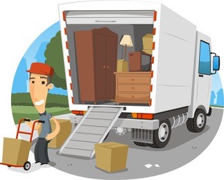 moving truck vector cartoon illustration