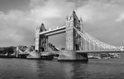 tower bridge in london - black and white photo