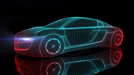 car from the future isolated background 3d rendering