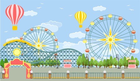 amusement park. vector flat illustration
