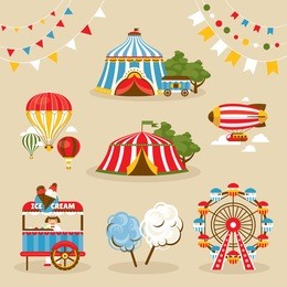 set of country fair objects vector illustration