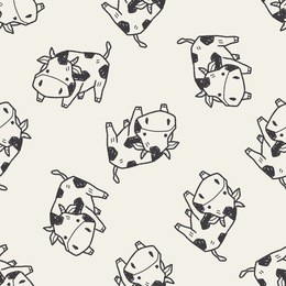 cow doodle seamless pattern background