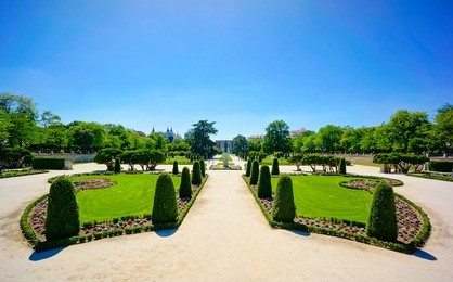 park del retiro landscape in madrid, spain