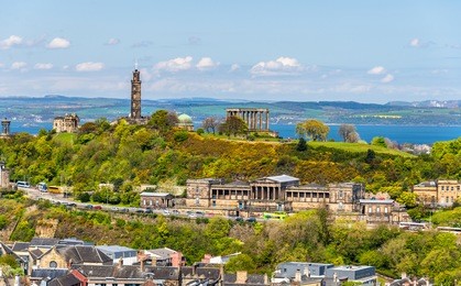 view of calton hill from holyrood park - edinburgh, scotland