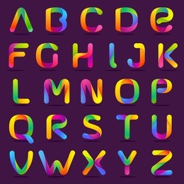 fun english alphabet one line colorful letters set. font style, vector design template elements for your application or company.
