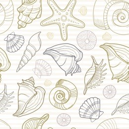 sea shell seamless pattern. vector illustration