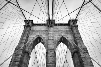 brooklyn bridge new york city close up architectural detail in timeless black and white