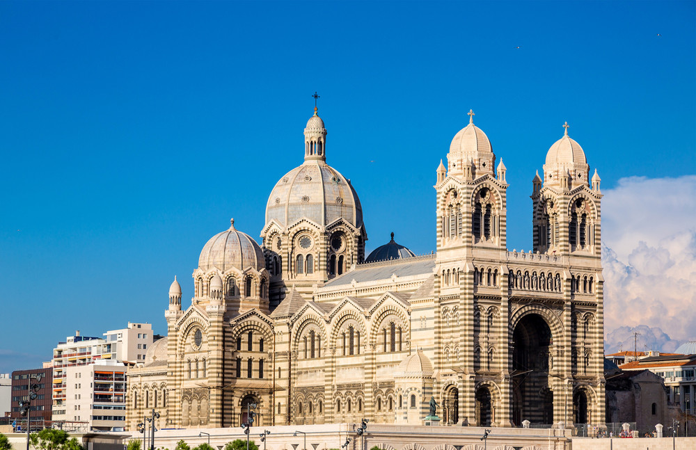  cathedral de la major in a summer day in marseille, france 