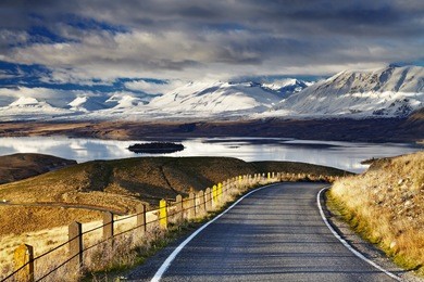 southern alps and lake tekapo, view from mount john, mackenzie country, new zealand