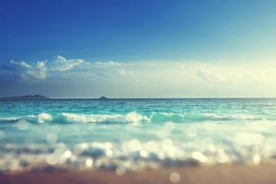 beach in sunset time, tilt shift soft effect 