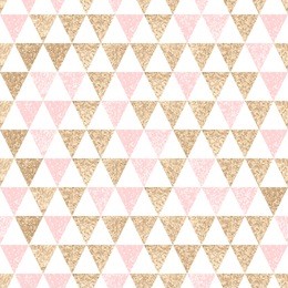 seamless geometric abstract background. gold and pink triangles. texture. vector pattern.