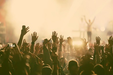 crowd at concert - retro style photo