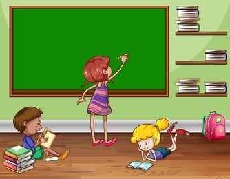 kids in a classroom illustration